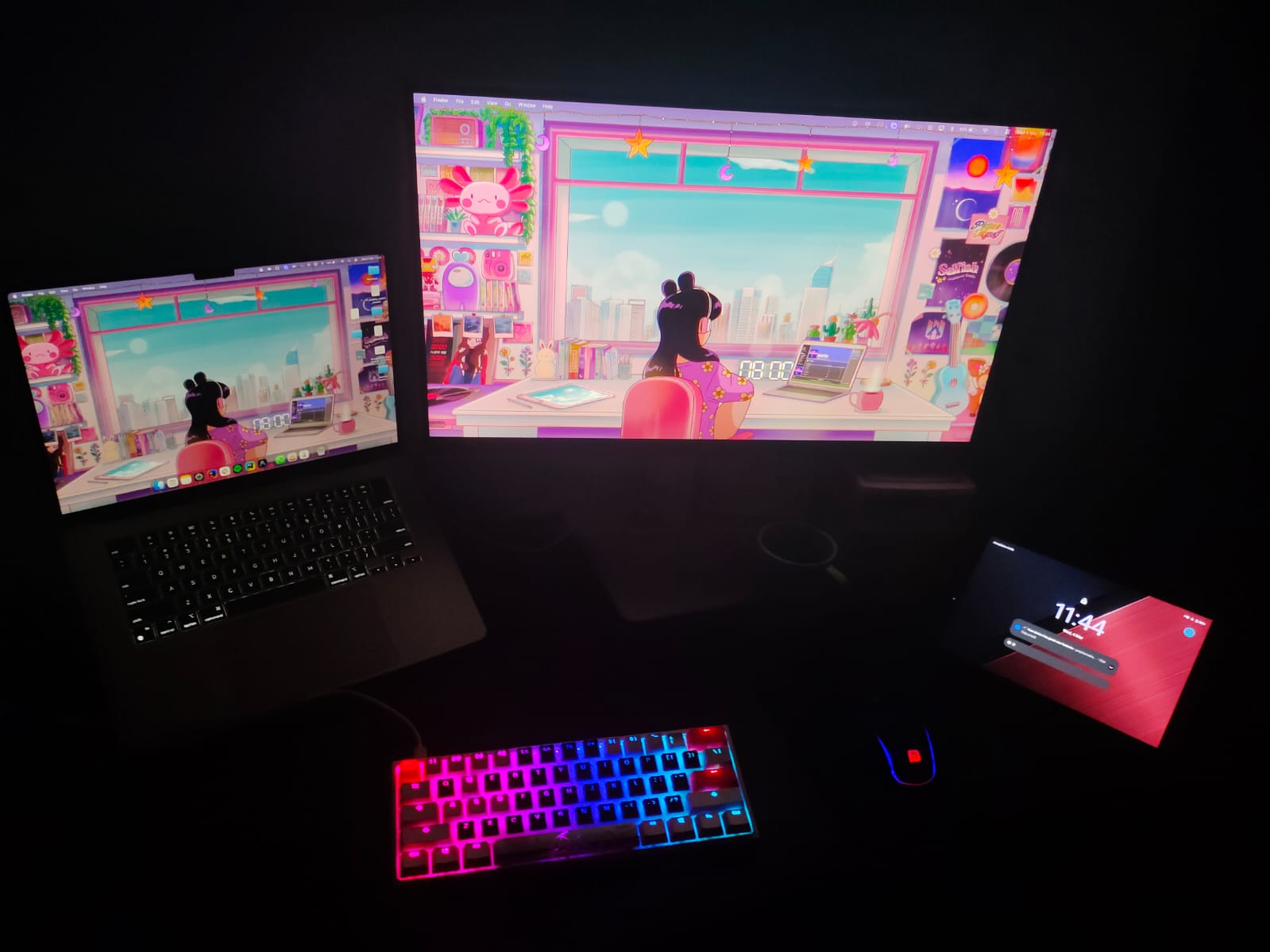 Nighttime Desk Setup